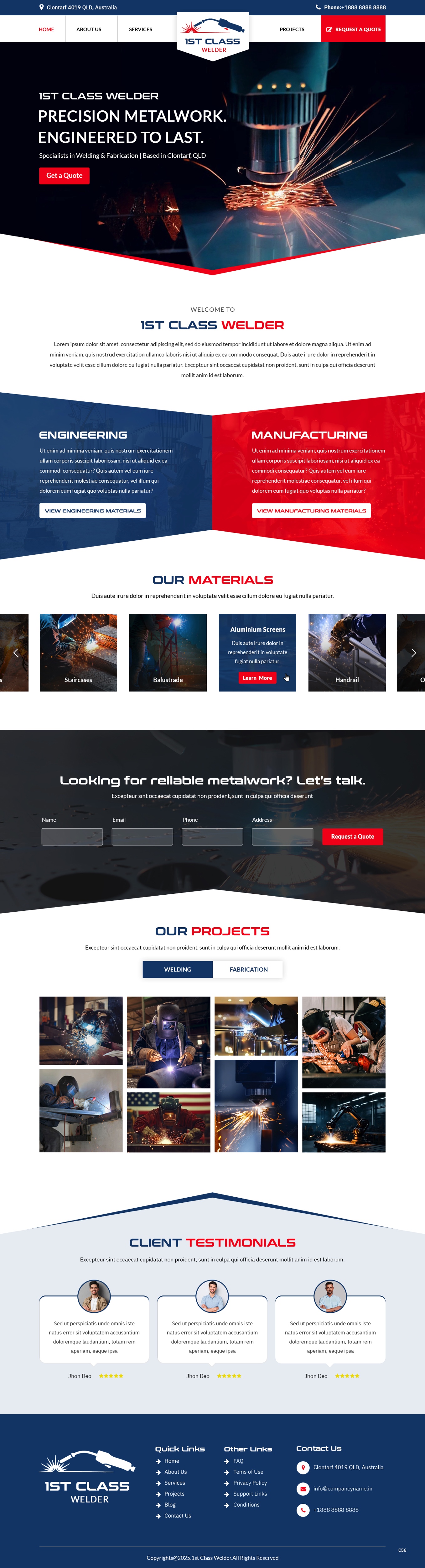 Web Design par pb pour 1st Class Welder | Design #35150583
