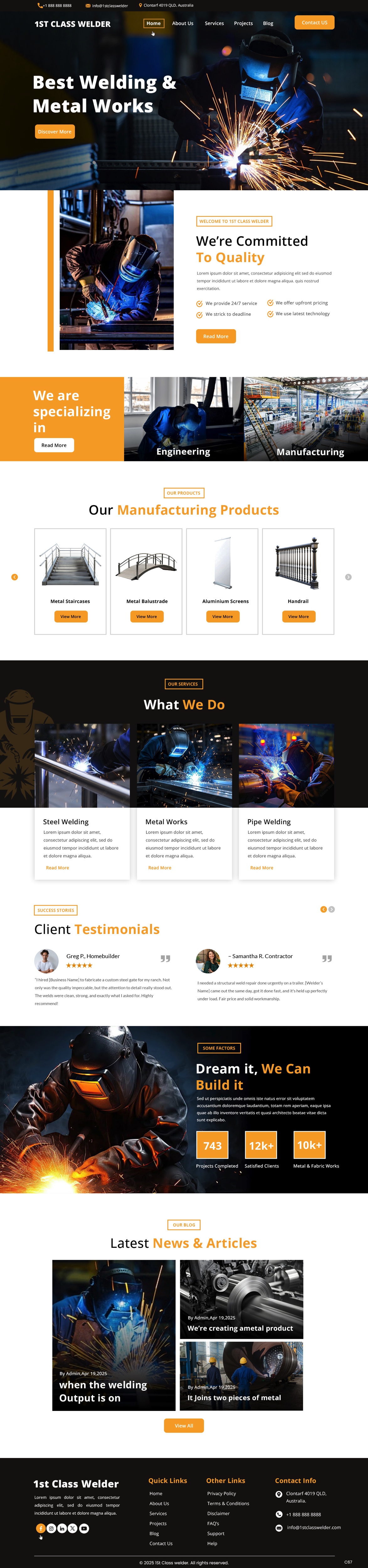 Web Design par pb pour 1st Class Welder | Design #35150587