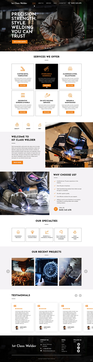 Web Design by pb for 1st Class Welder | Design: #35150595