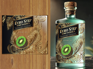VODKA BOTTLE LABEL "EURO STEP KIWI VODKA"