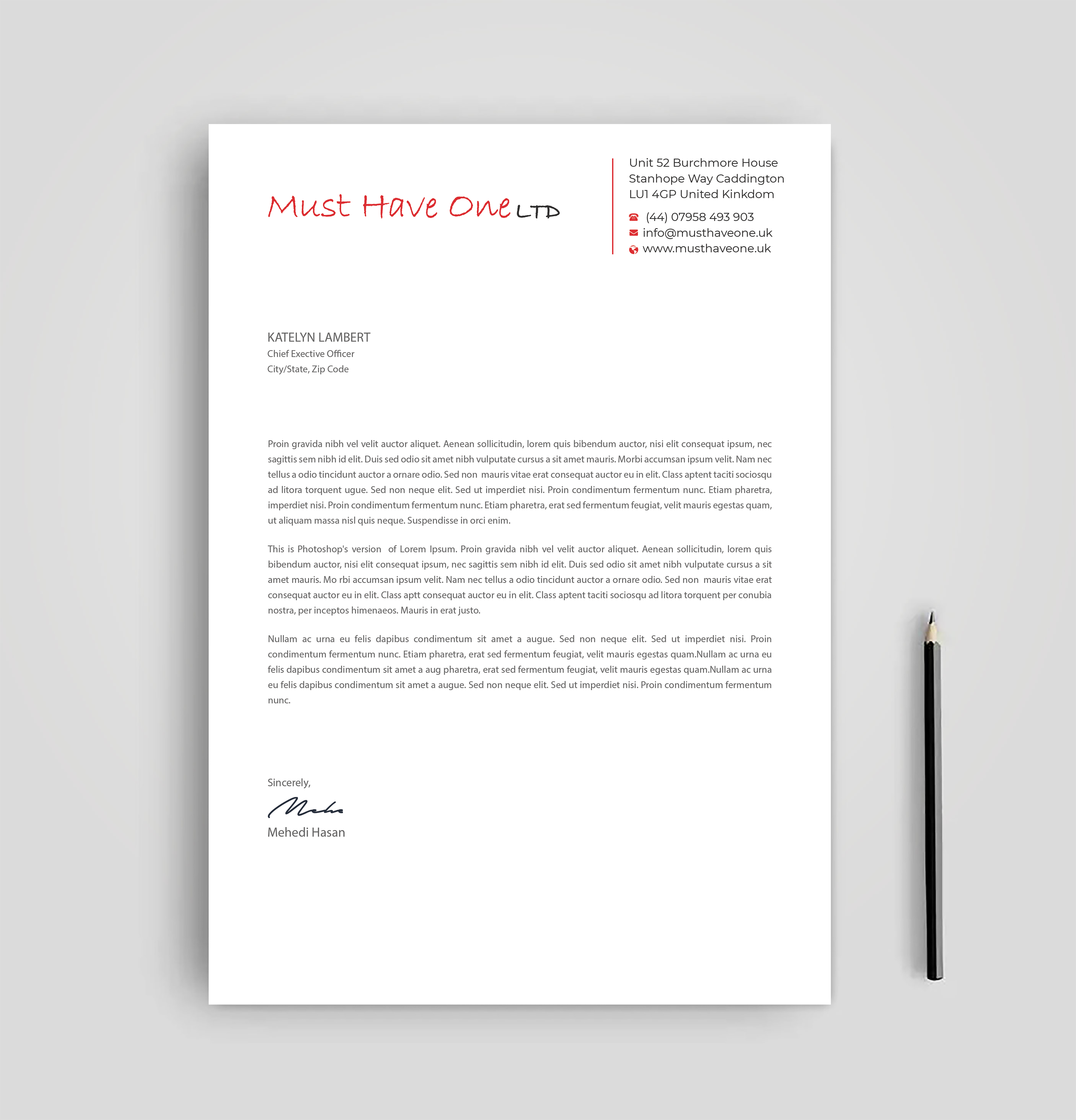 Stationery Design by Expert Bappy for Must Have One Ltd | Design #35185893