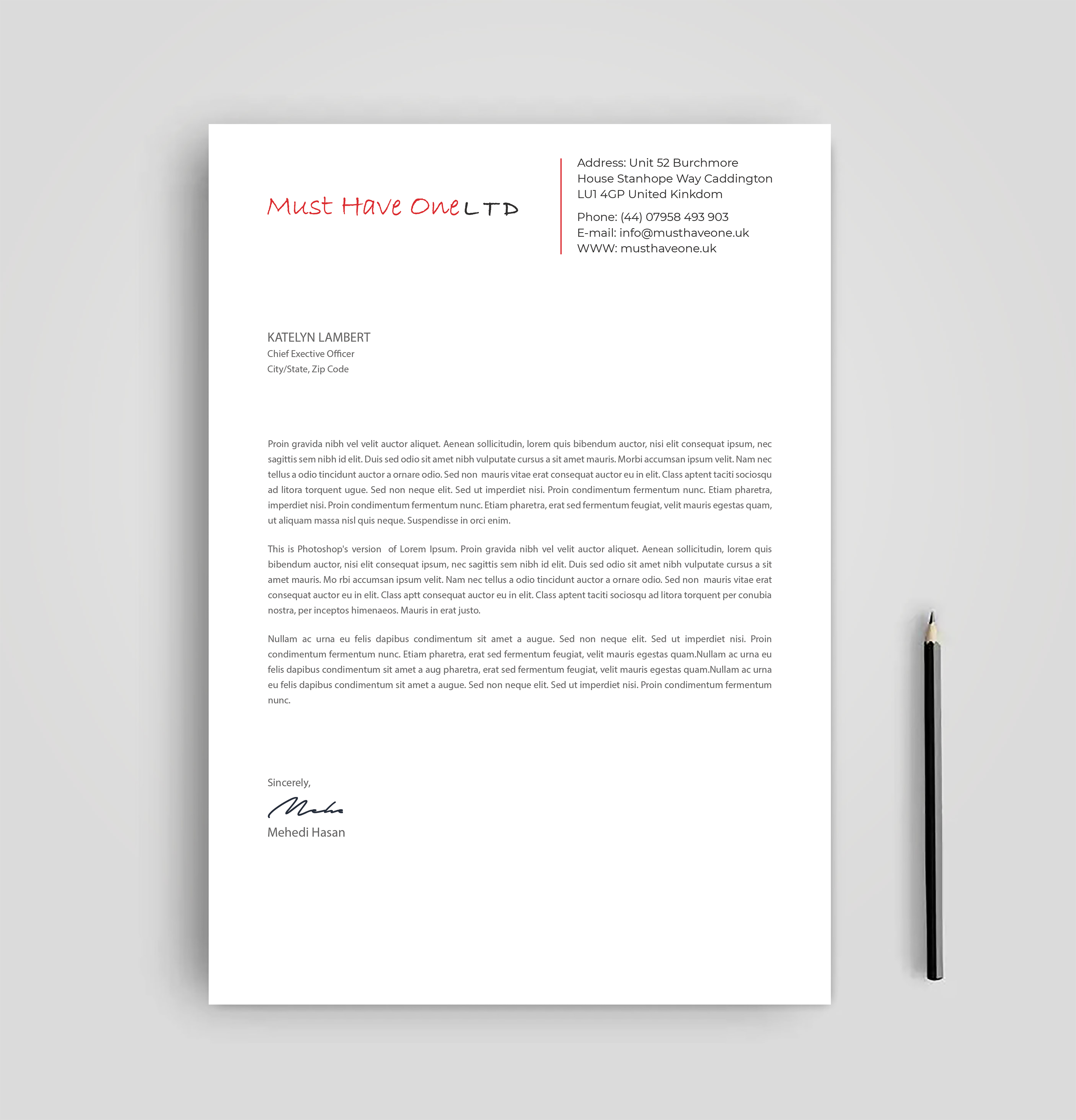 Stationery Design by Expert Bappy for Must Have One Ltd | Design #35185977