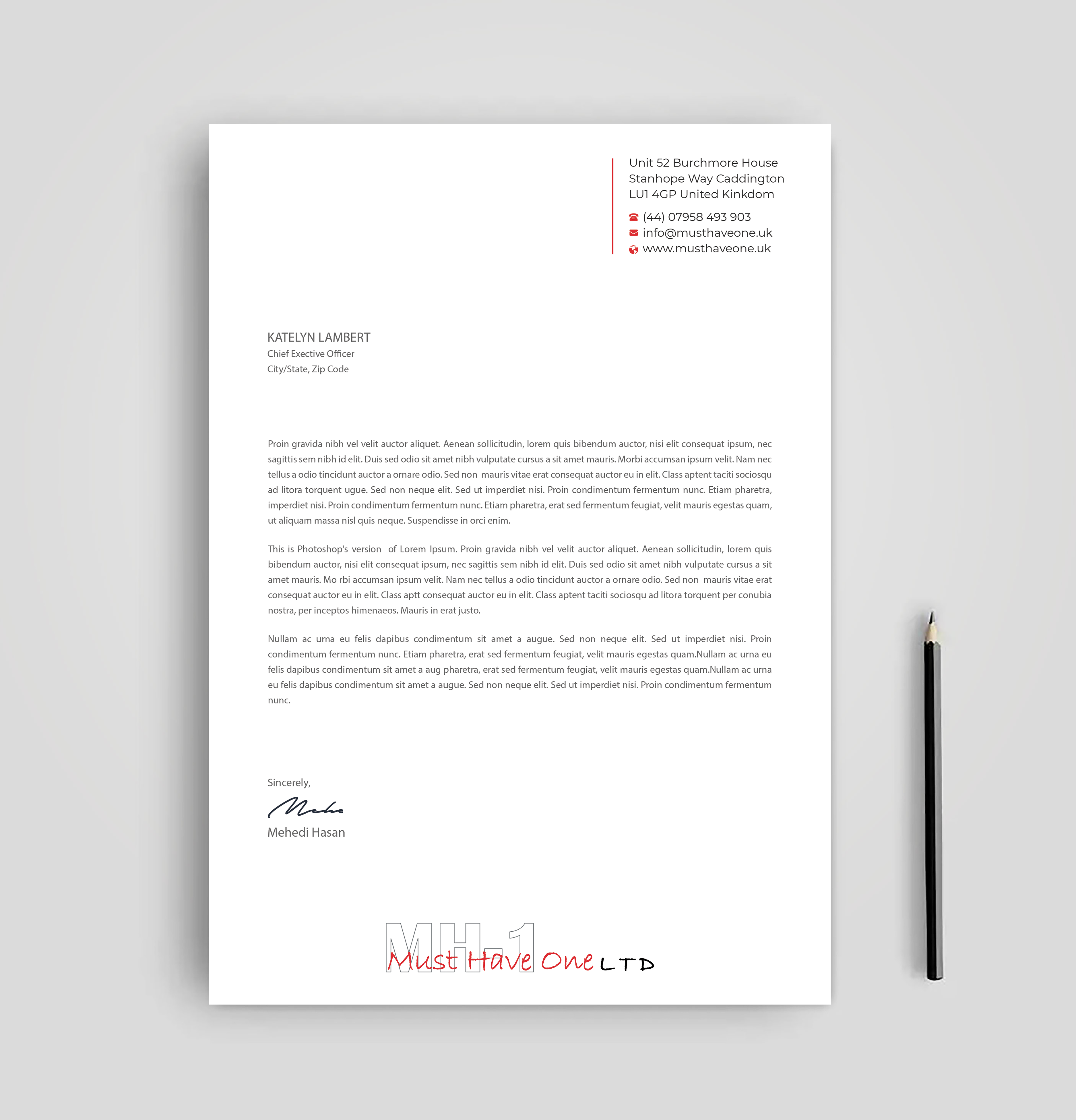 Stationery Design by Expert Bappy for Must Have One Ltd | Design #35187001