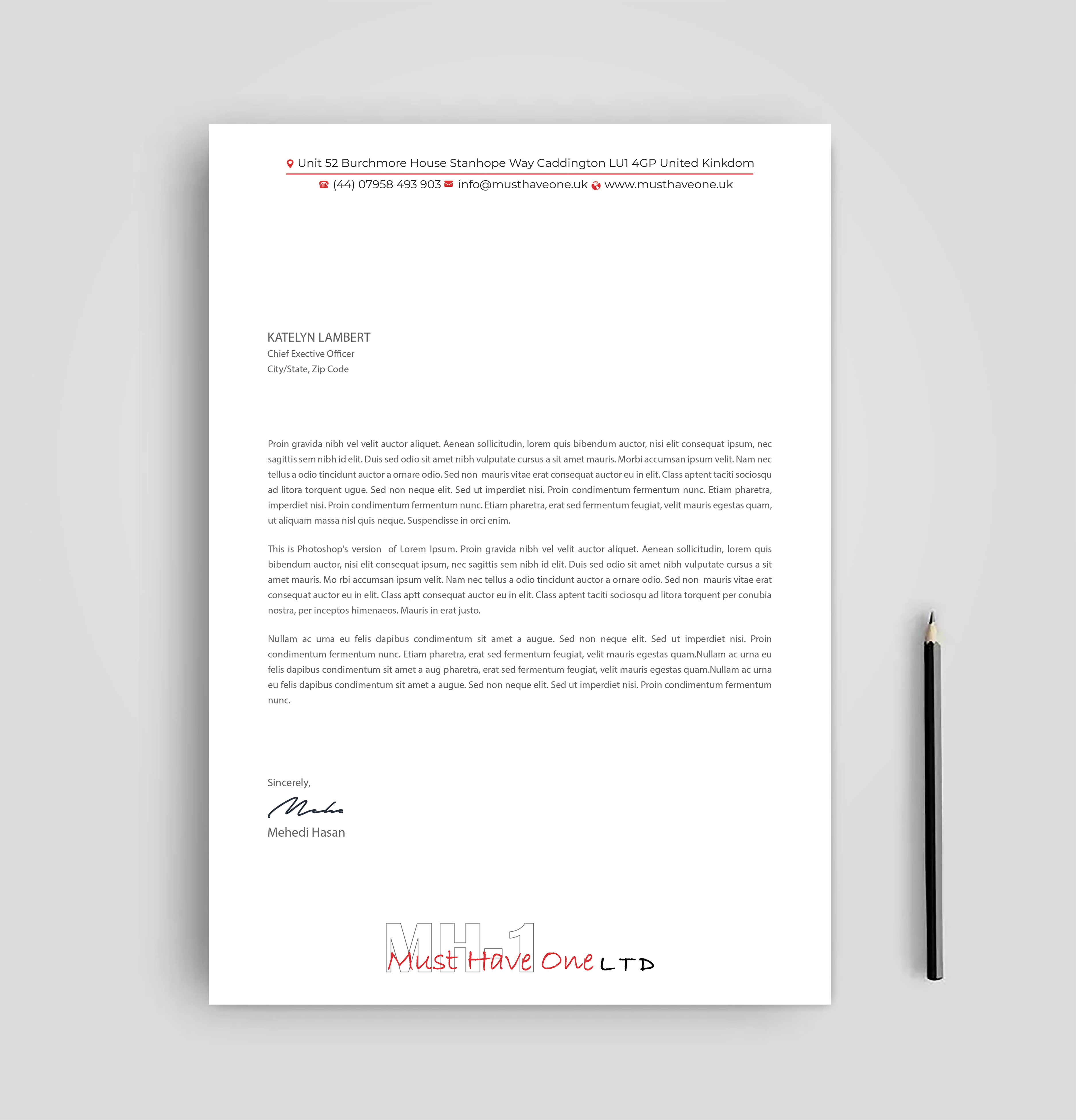 Stationery Design by Expert Bappy for Must Have One Ltd | Design #35187497