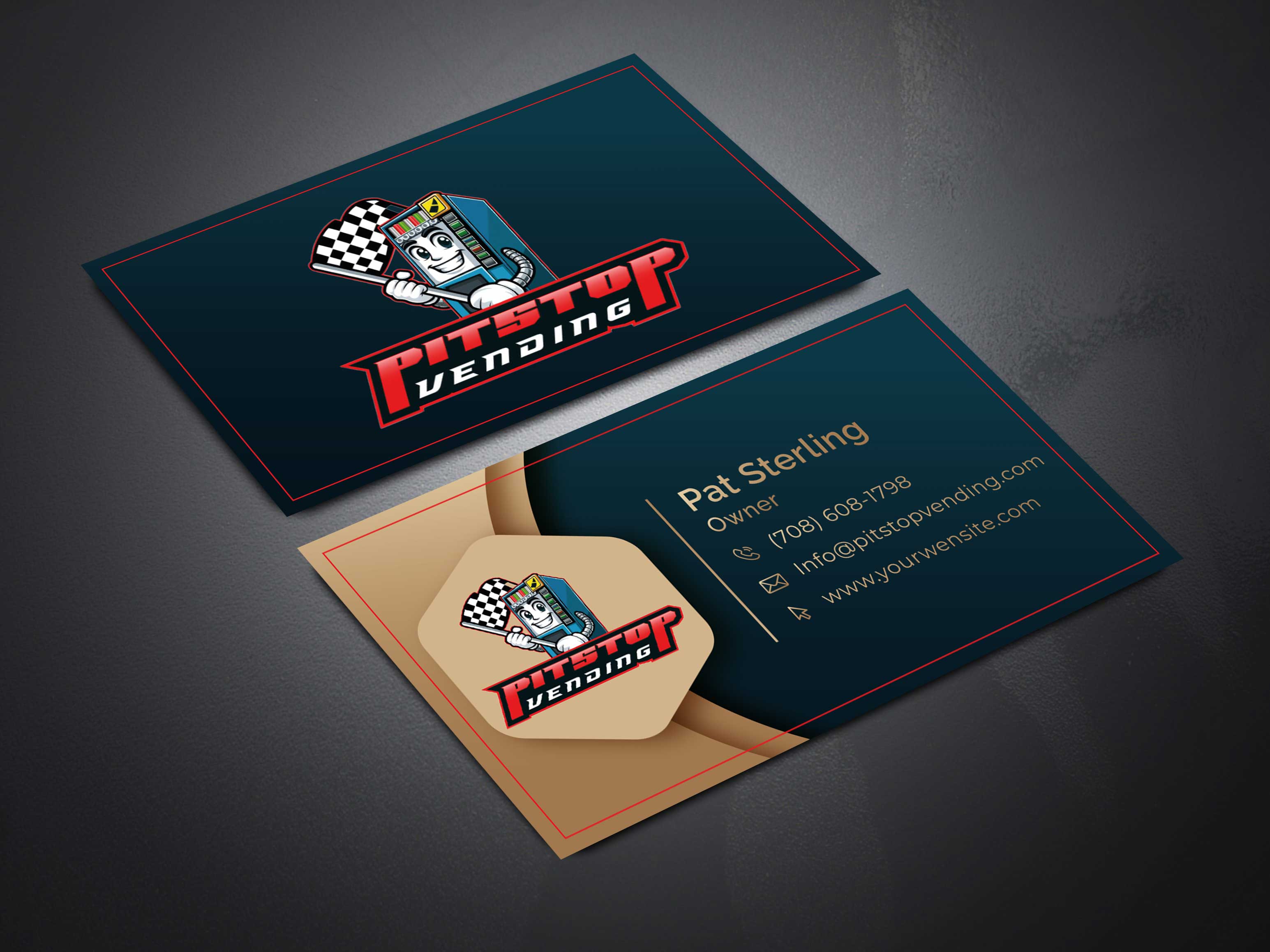 Business Card Design by Suchetandesign for Pitstop Vending LLC  | Design #35213780