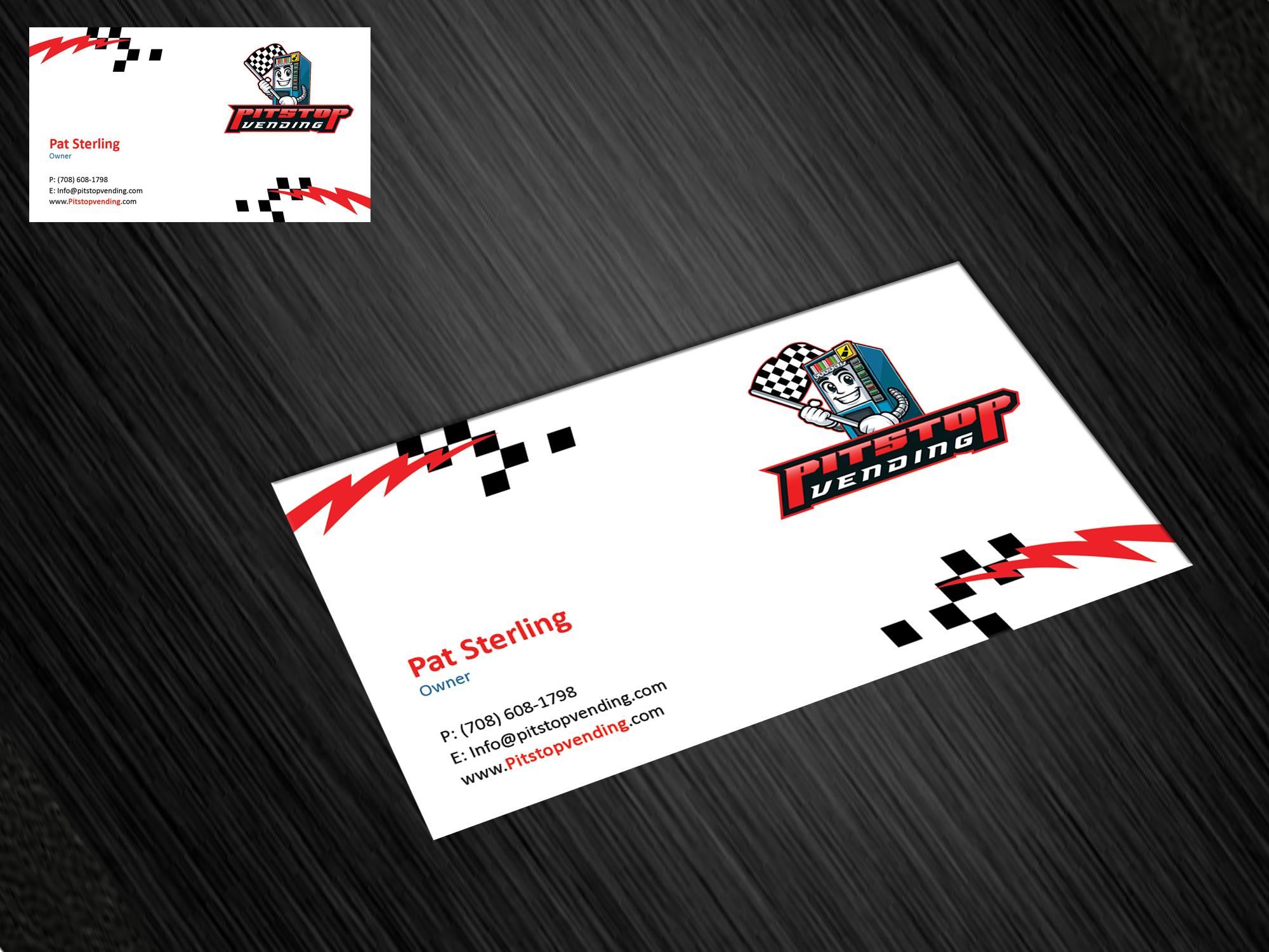 Business Card Design by Bonna 3 for Pitstop Vending LLC  | Design #35198891