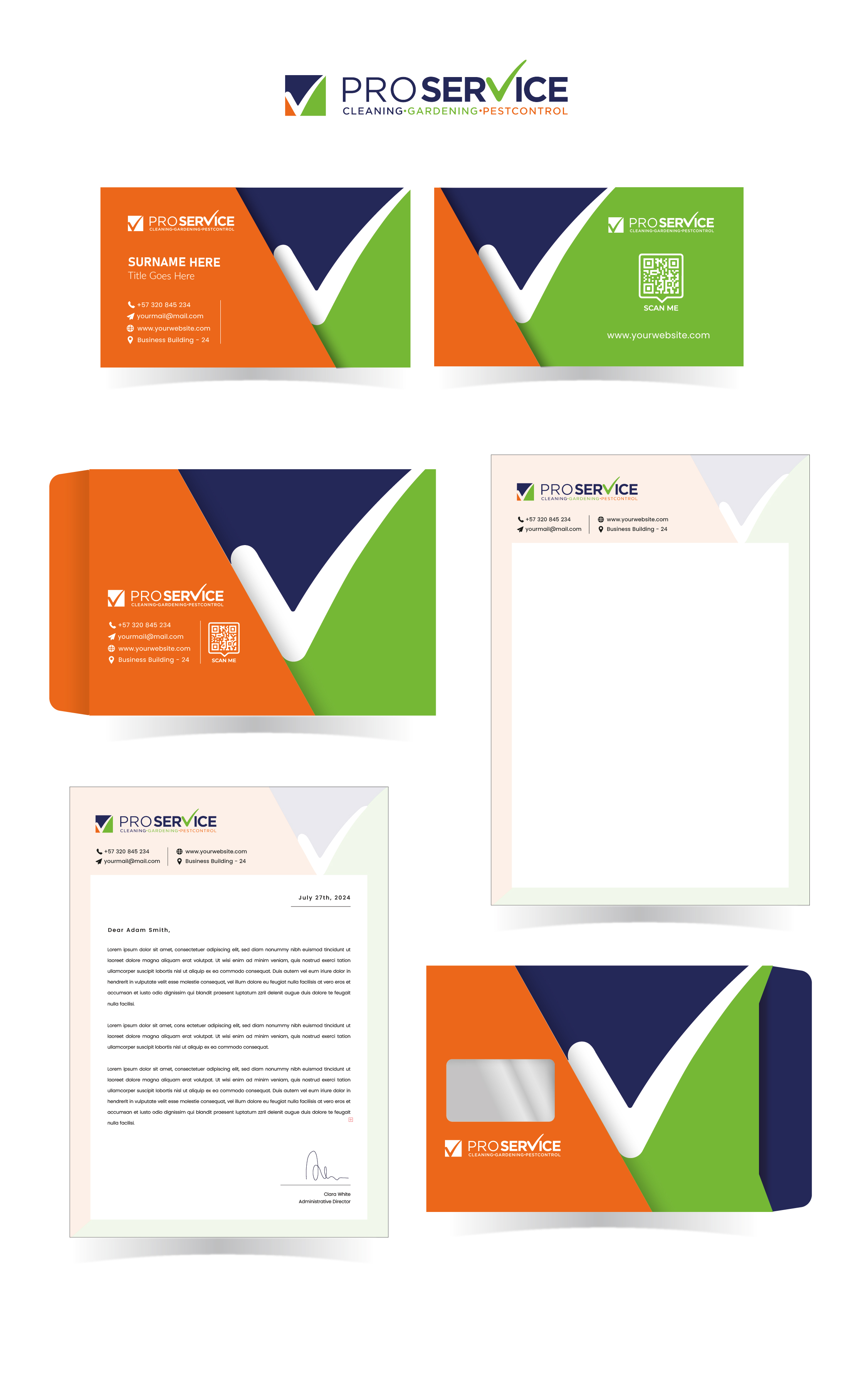 Stationery Design by Jose Lopez ( Verified Pro Designer ) for ProService | Design #35199424