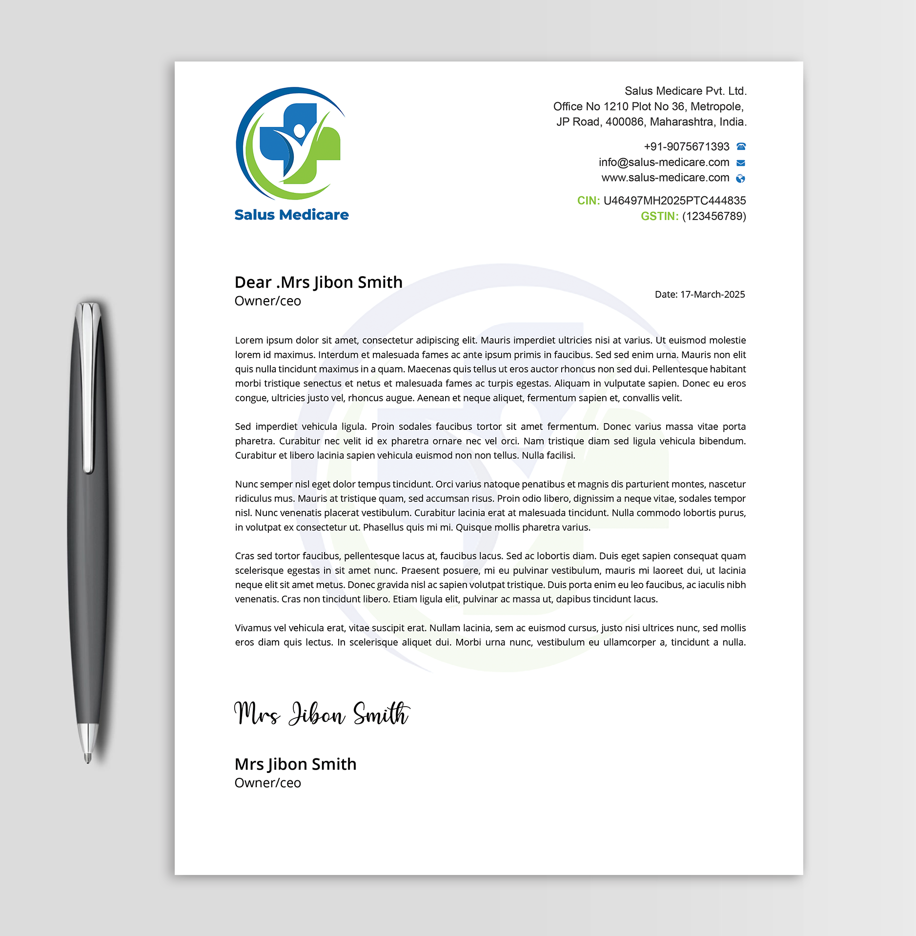 Stationery Design by Expert Bappy for Salus Medicare Pvt. Ltd | Design #35210546