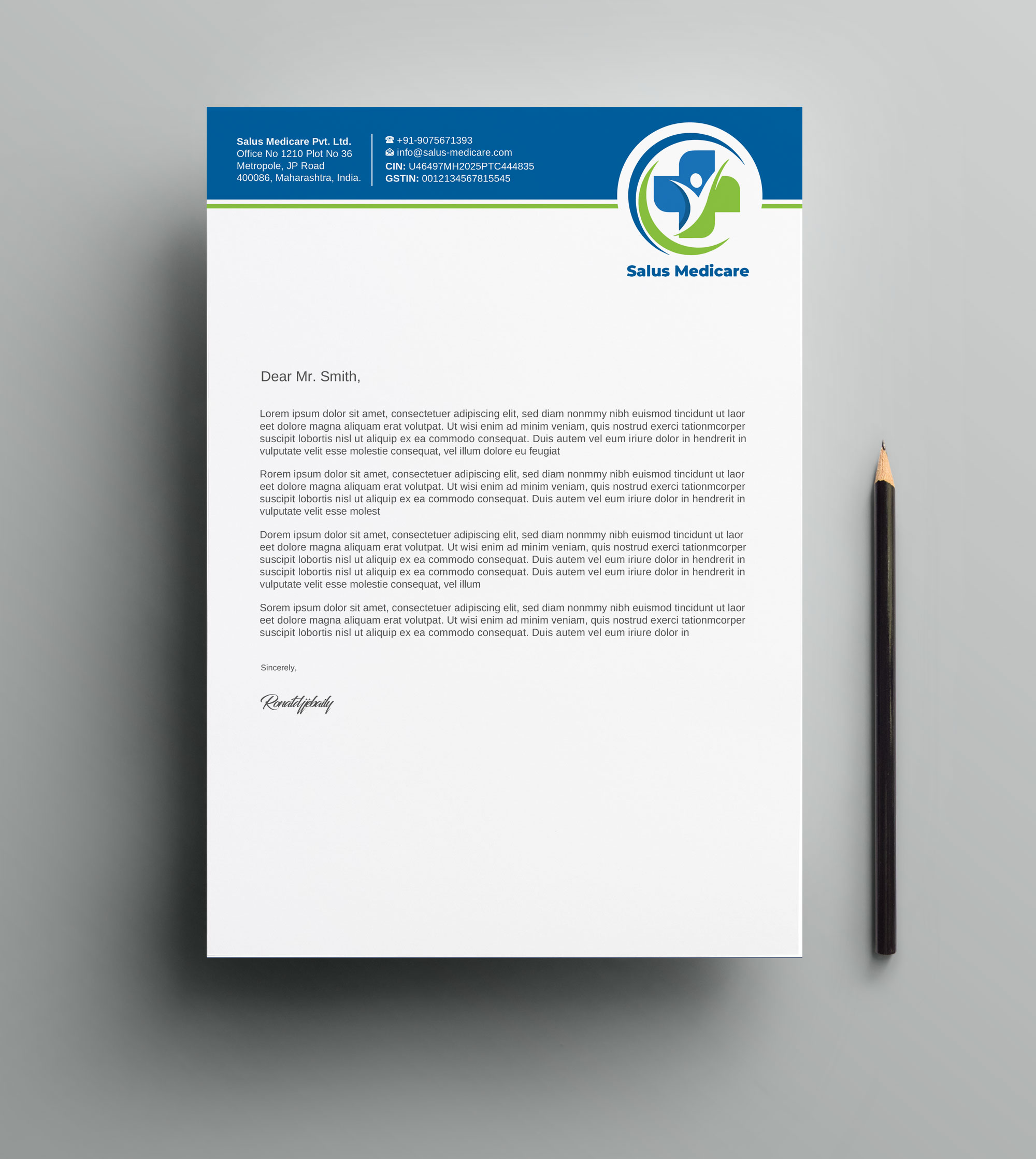 Stationery Design by LAXMI DESIGNHUB for Salus Medicare Pvt. Ltd | Design #35210290
