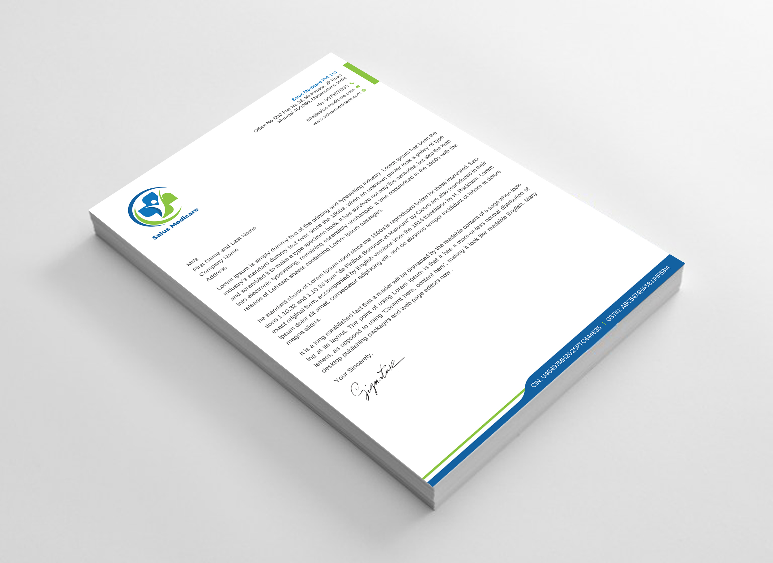 Stationery Design by Uttom 2 for Salus Medicare Pvt. Ltd | Design #35216812