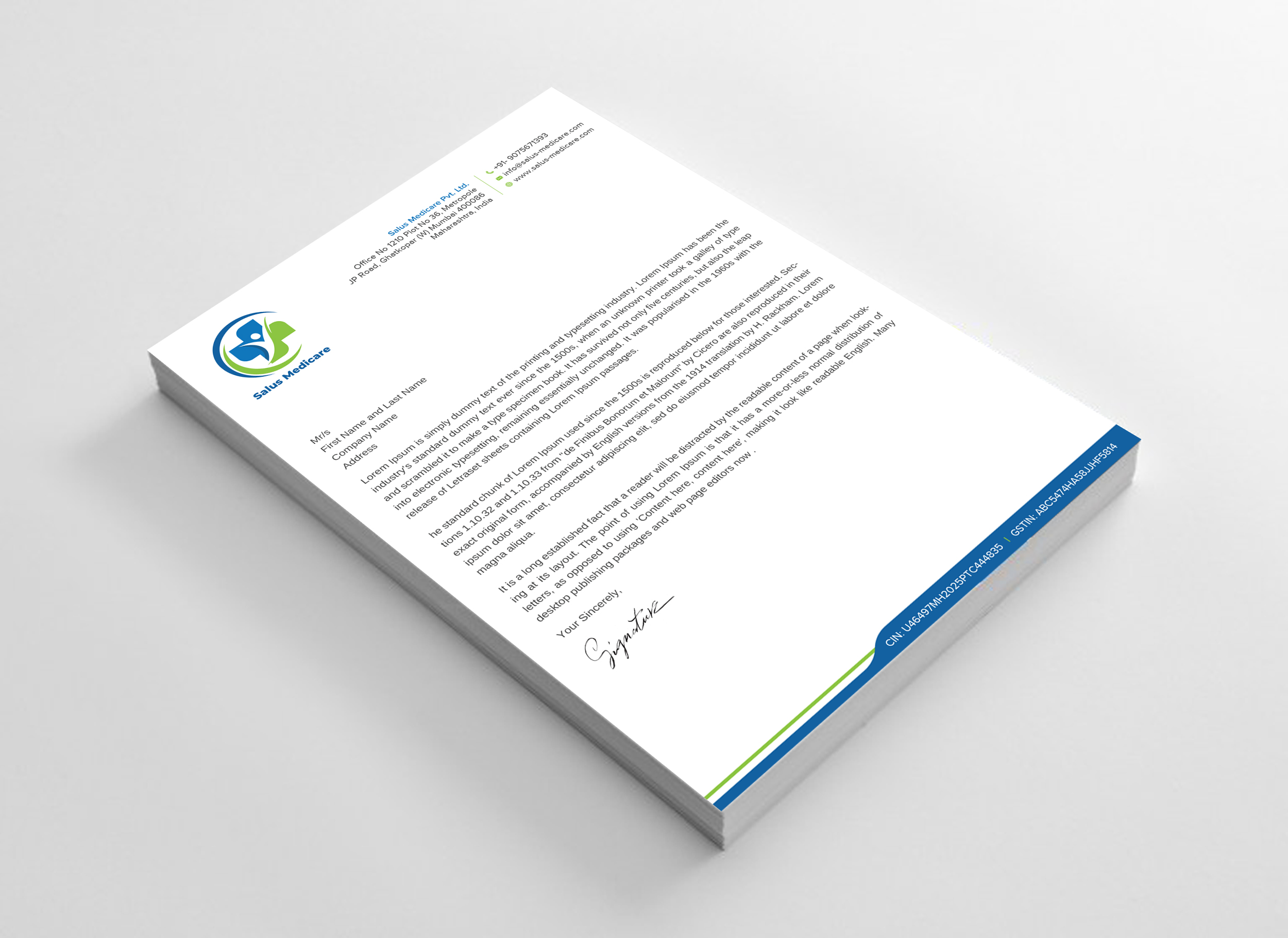 Stationery Design by Uttom 2 for Salus Medicare Pvt. Ltd | Design #35217249