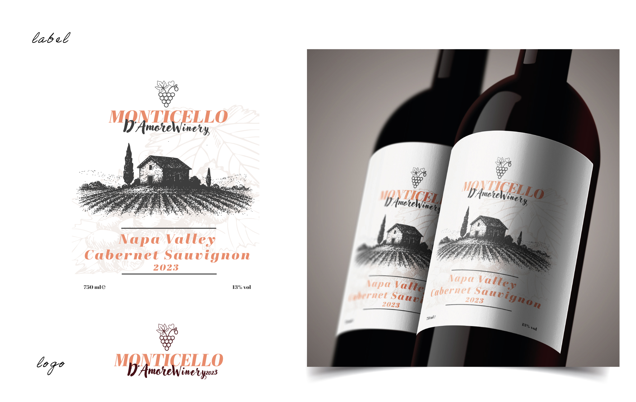 Logo Design by oltredisegno for Monticello D'Amore Vineyards | Design #35212266