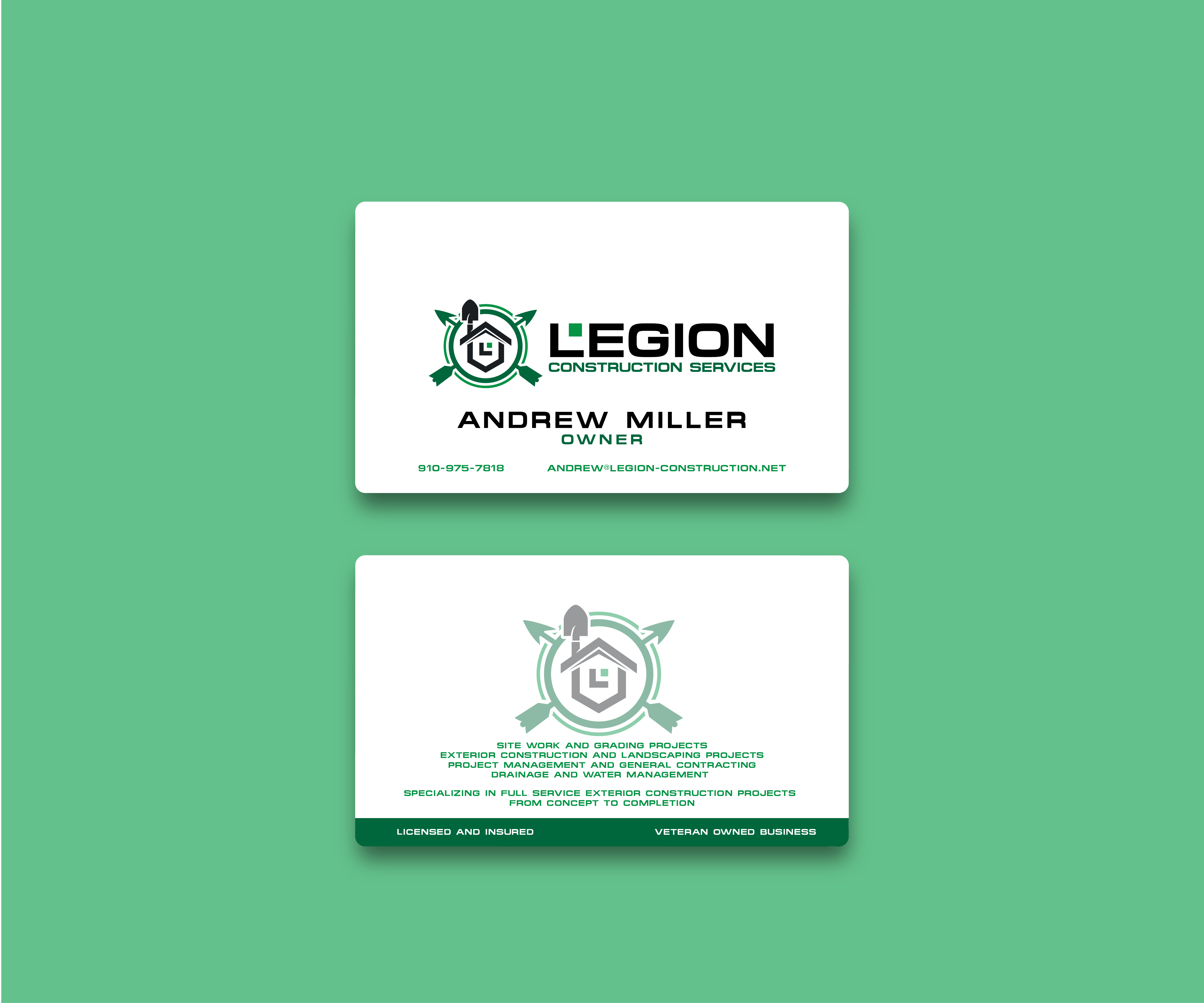 Business Card Design by James J. for Legion construction services LLC | Design #35298425