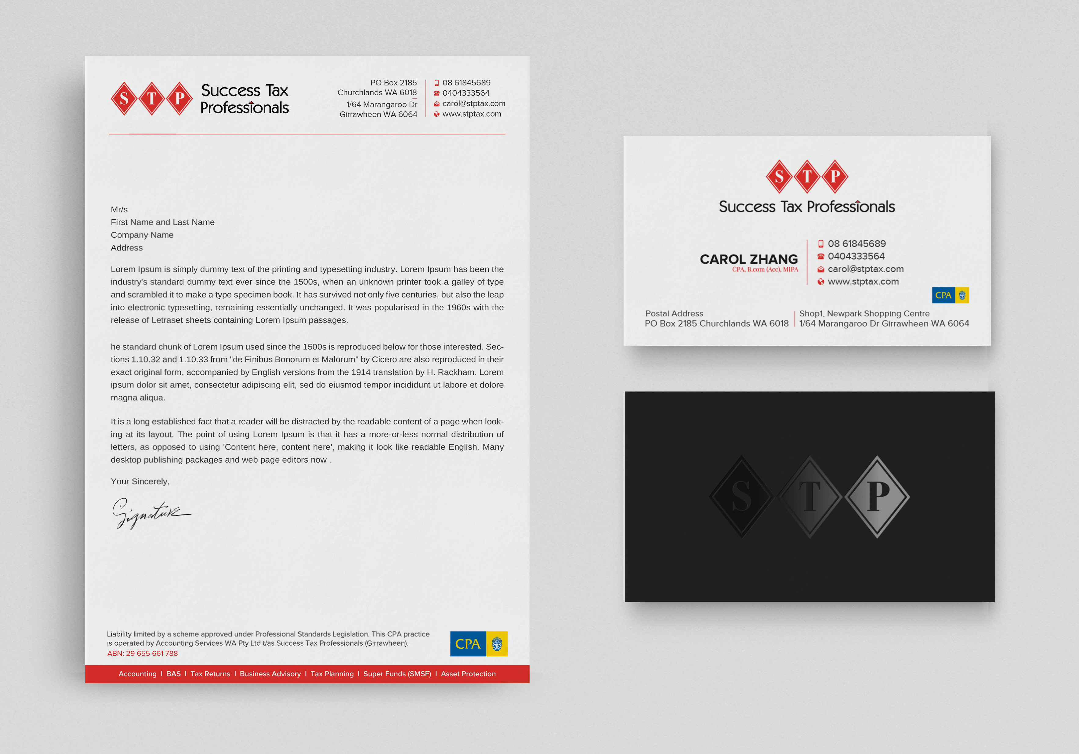 Stationery Design by Uttom 2 for Success Tax Professionals (Girrawheen) | Design #35251517