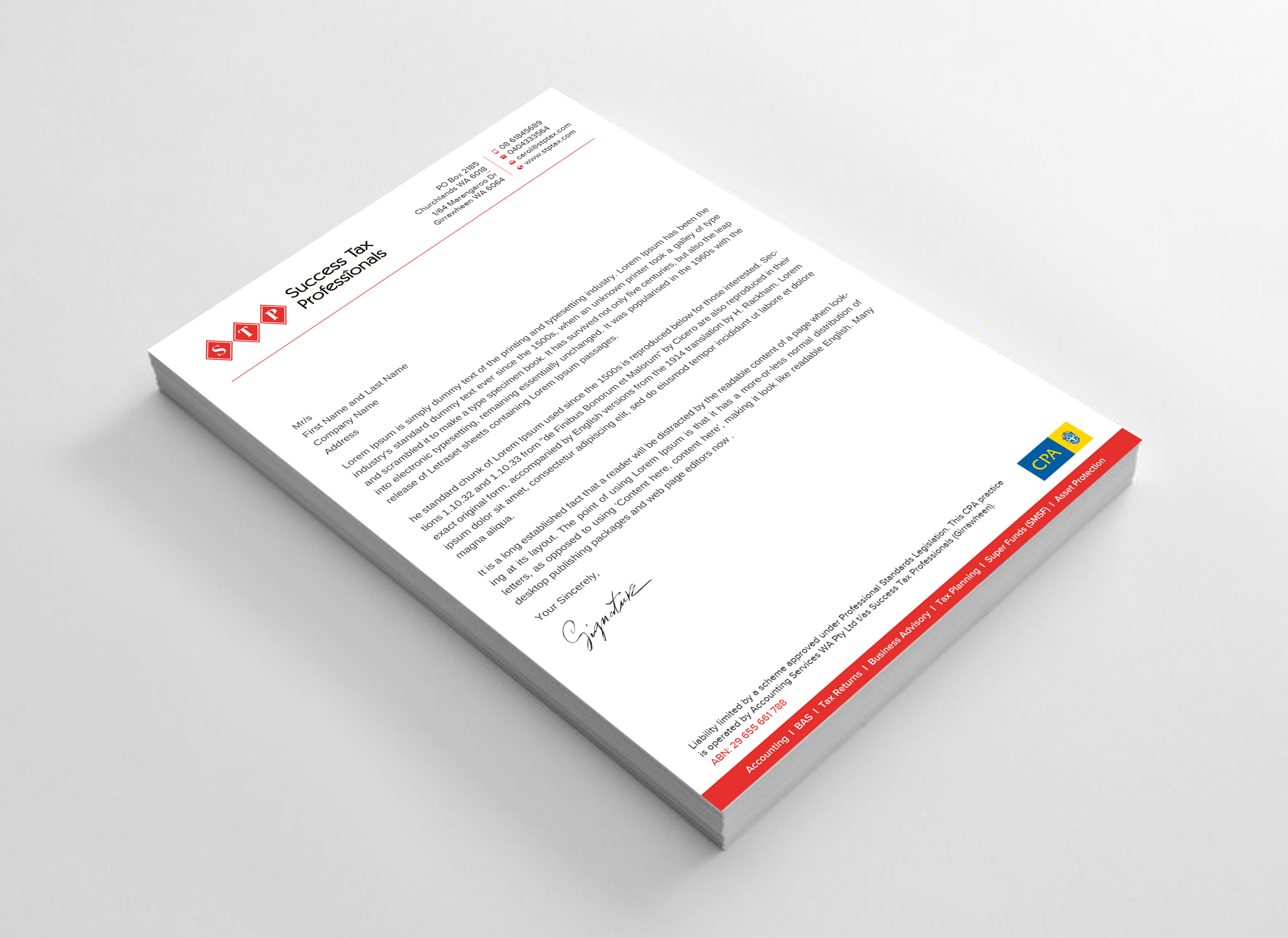 Stationery Design by Uttom 2 for Success Tax Professionals (Girrawheen) | Design #35251519