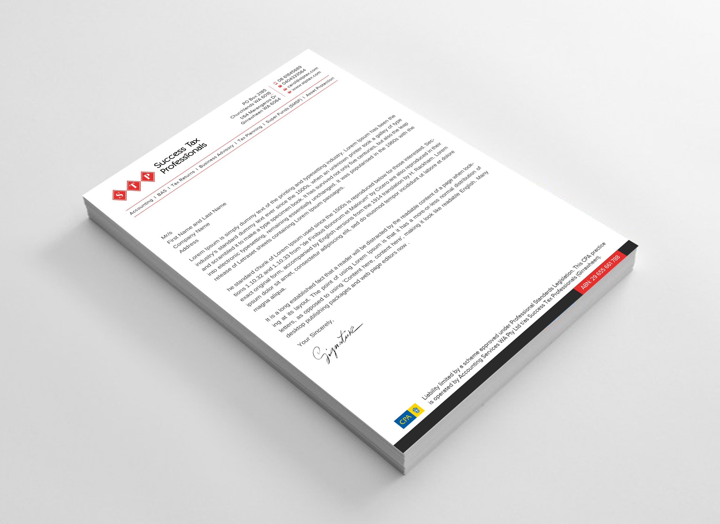 Stationery Design by Uttom 2 for Success Tax Professionals (Girrawheen) | Design #35251527