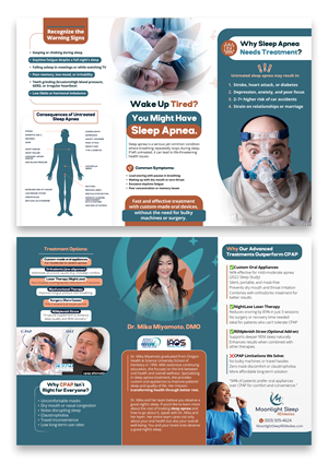 Professional educational and informative brochures for CPAP alternative treatment for sleep apnea