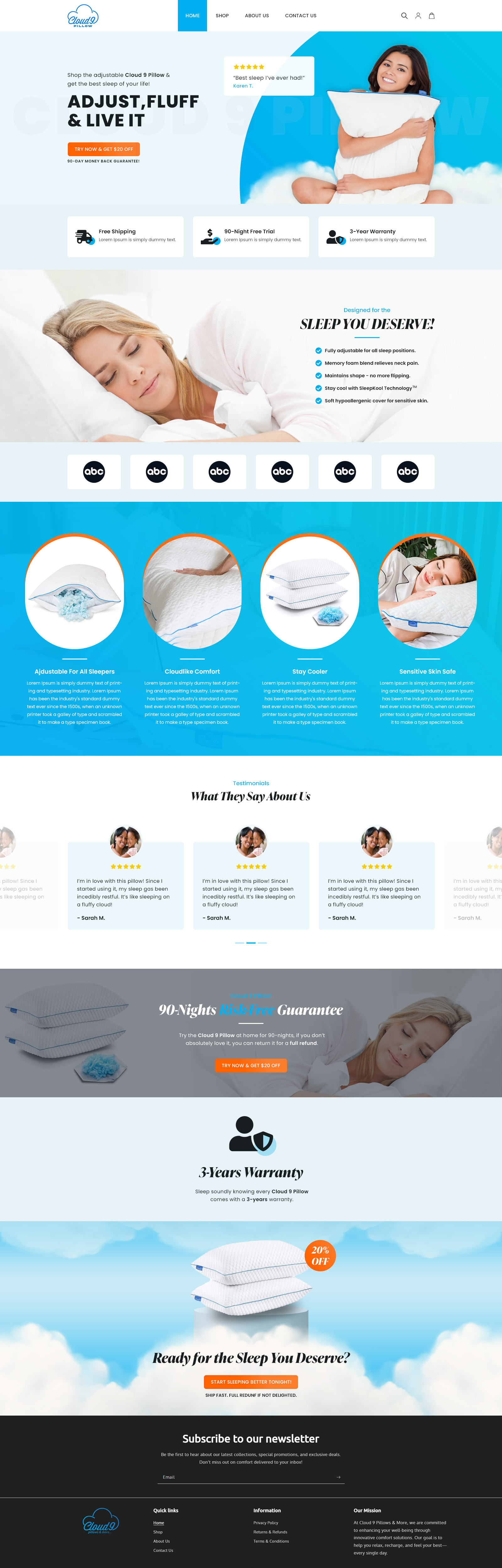 Web Design by Starto Agency for Cloud 9 Pillows & More  LLC  | Design #35296921