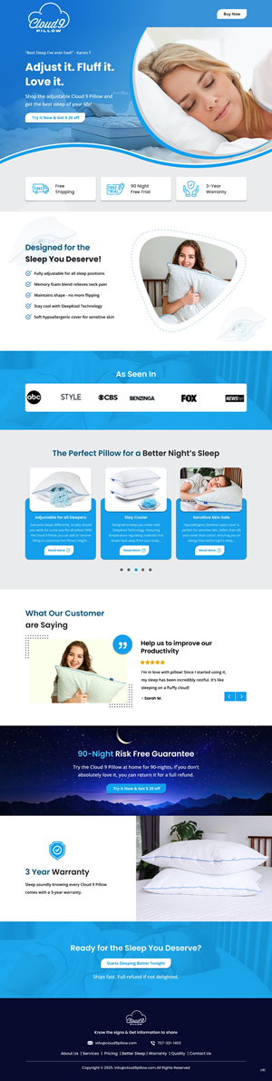Web-Design von pb für Cloud 9 Pillows & More  LLC  | Design: #35309643