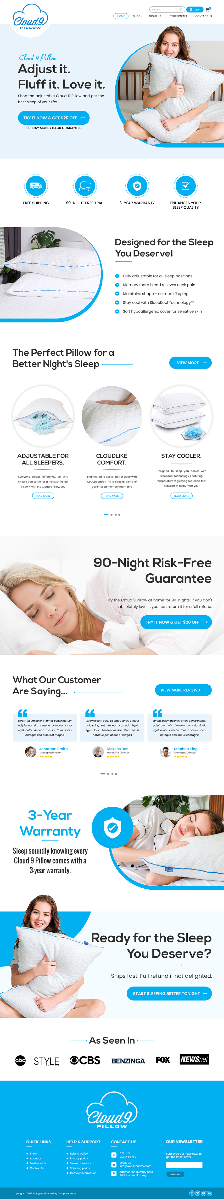 Web Design par Creations Box 2015 pour Cloud 9 Pillows & More  LLC  | Design #35299804