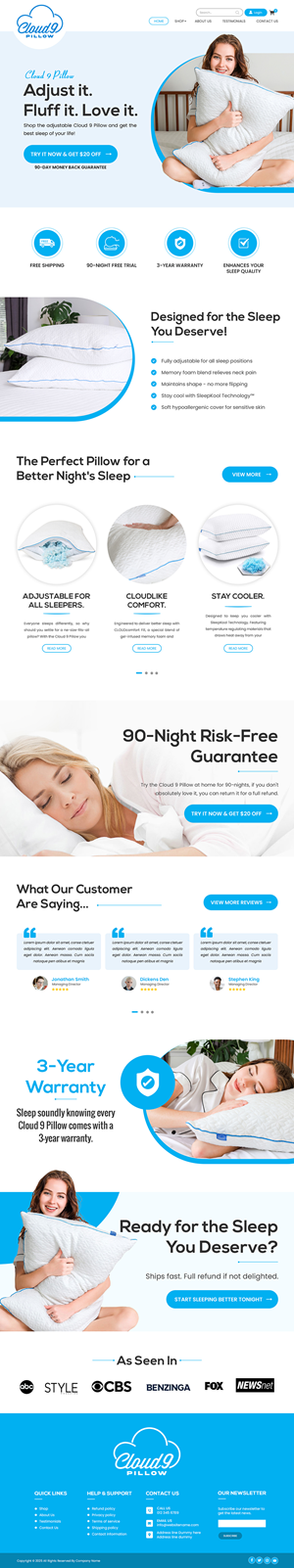 Web-Design von Creations Box 2015 für Cloud 9 Pillows & More  LLC  | Design: #35299804