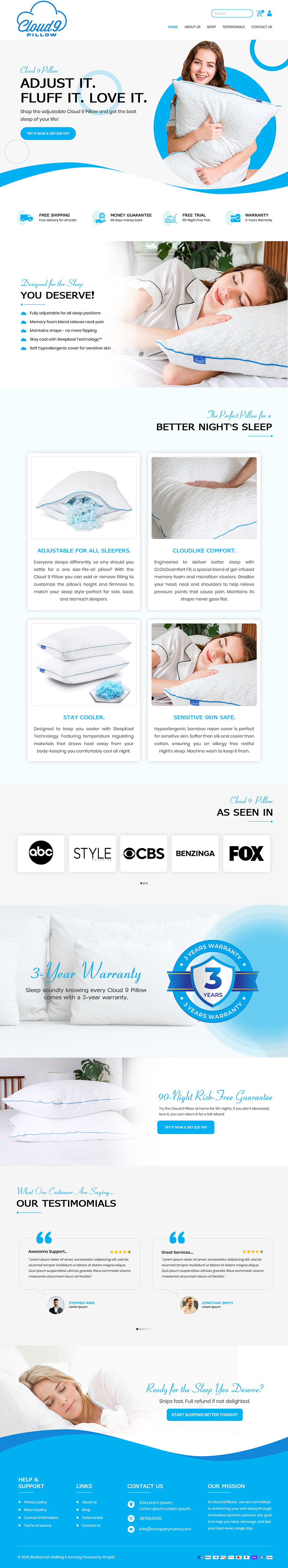 Web Design by Creations Box 2015 for Cloud 9 Pillows & More  LLC  | Design #35299807