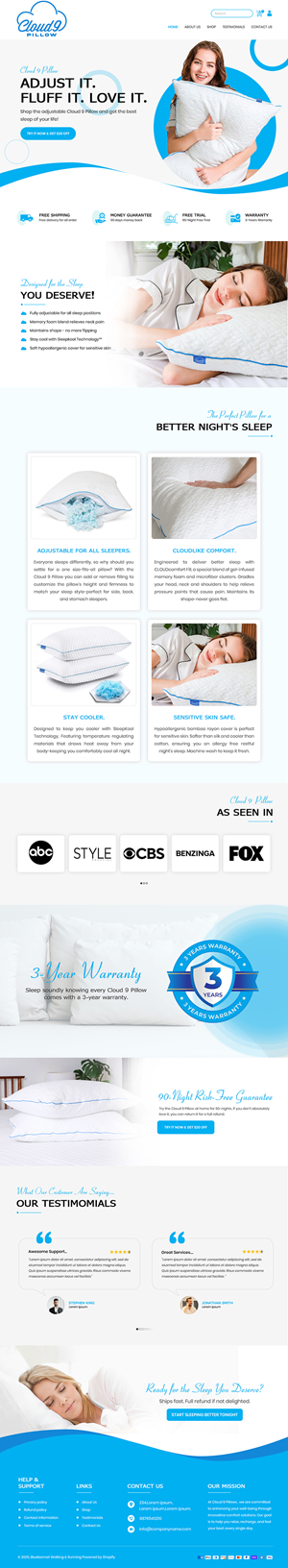 Web-Design von Creations Box 2015 für Cloud 9 Pillows & More  LLC  | Design: #35299807