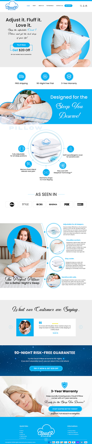 Web-Design von Creations Box 2015 für Cloud 9 Pillows & More  LLC  | Design: #35299809