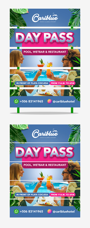 Vertical Mini Totem Poster for Cariblue Day Pass