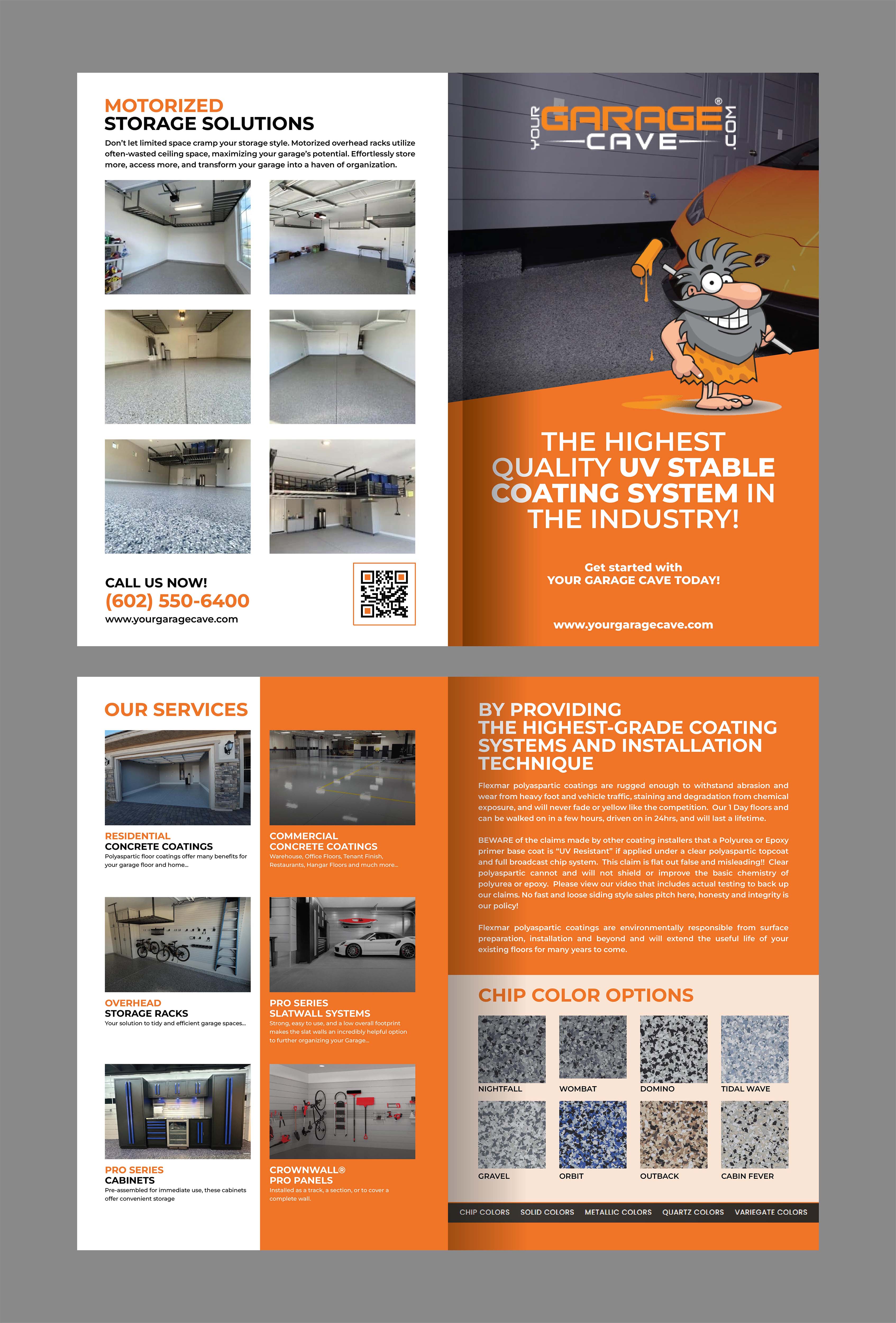 Brochure Design by 3Guys for Your Garage Cave LLC | Design #35318276