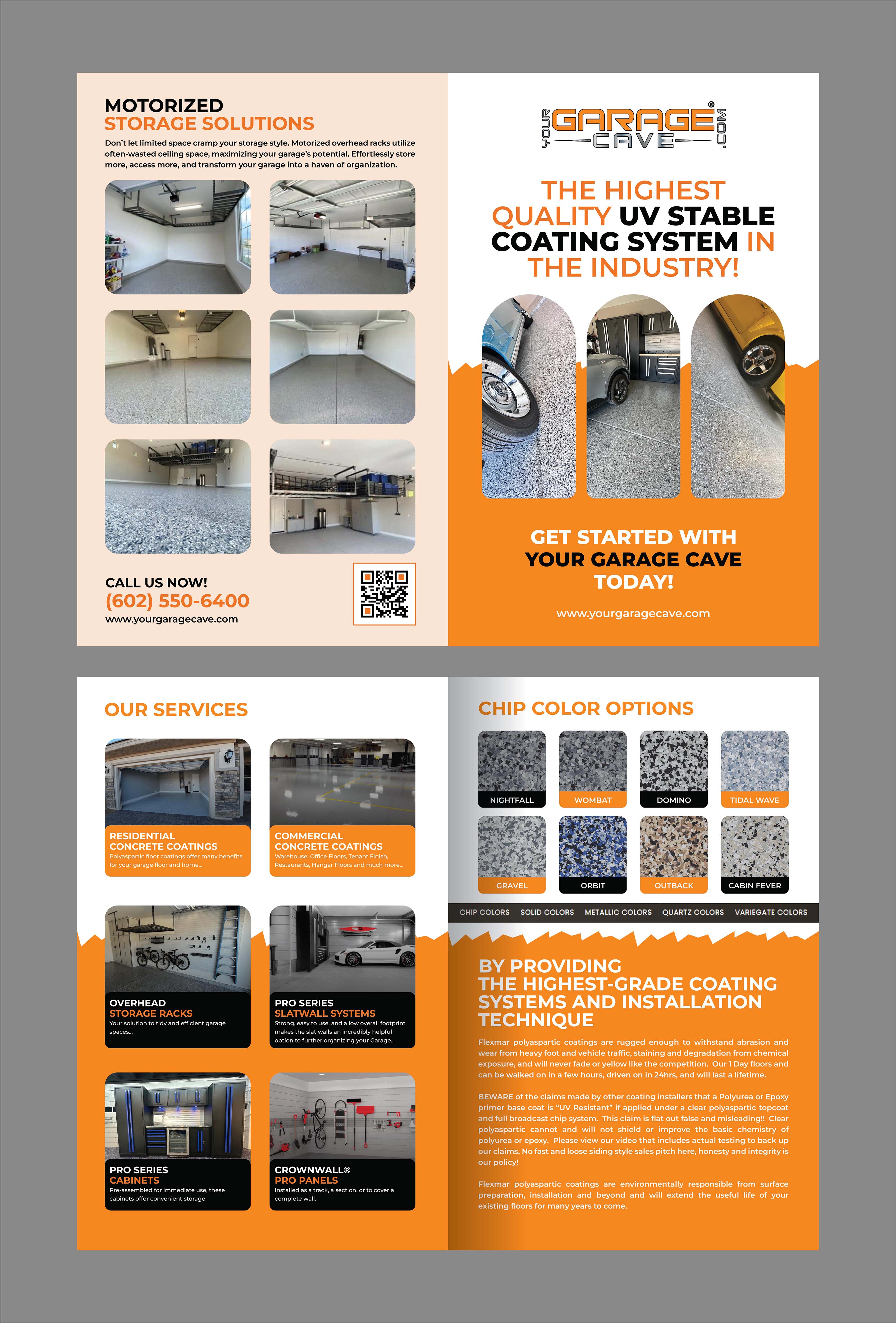 Brochure Design by 3Guys for Your Garage Cave LLC | Design #35318373