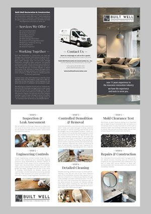 Diseño de Brochure por MarkoE para Built Well Restoration & Construction | Diseño #35338426
