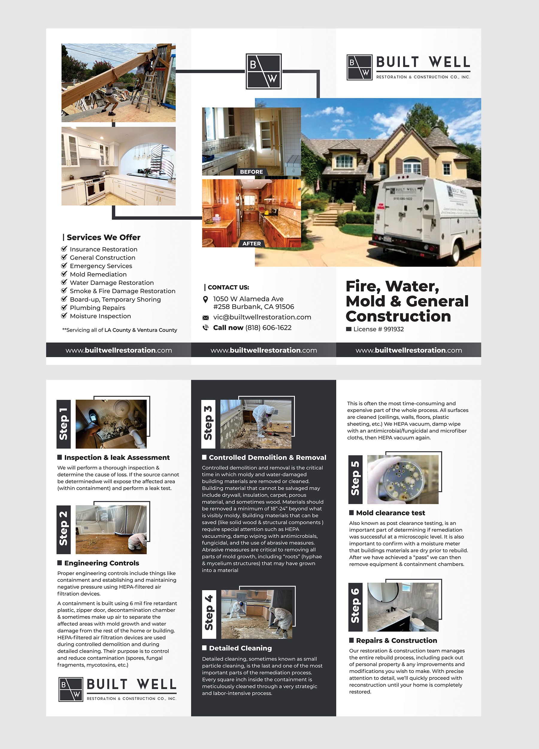 Brochure Design by Aurora:) for Built Well Restoration & Construction | Design #35336250