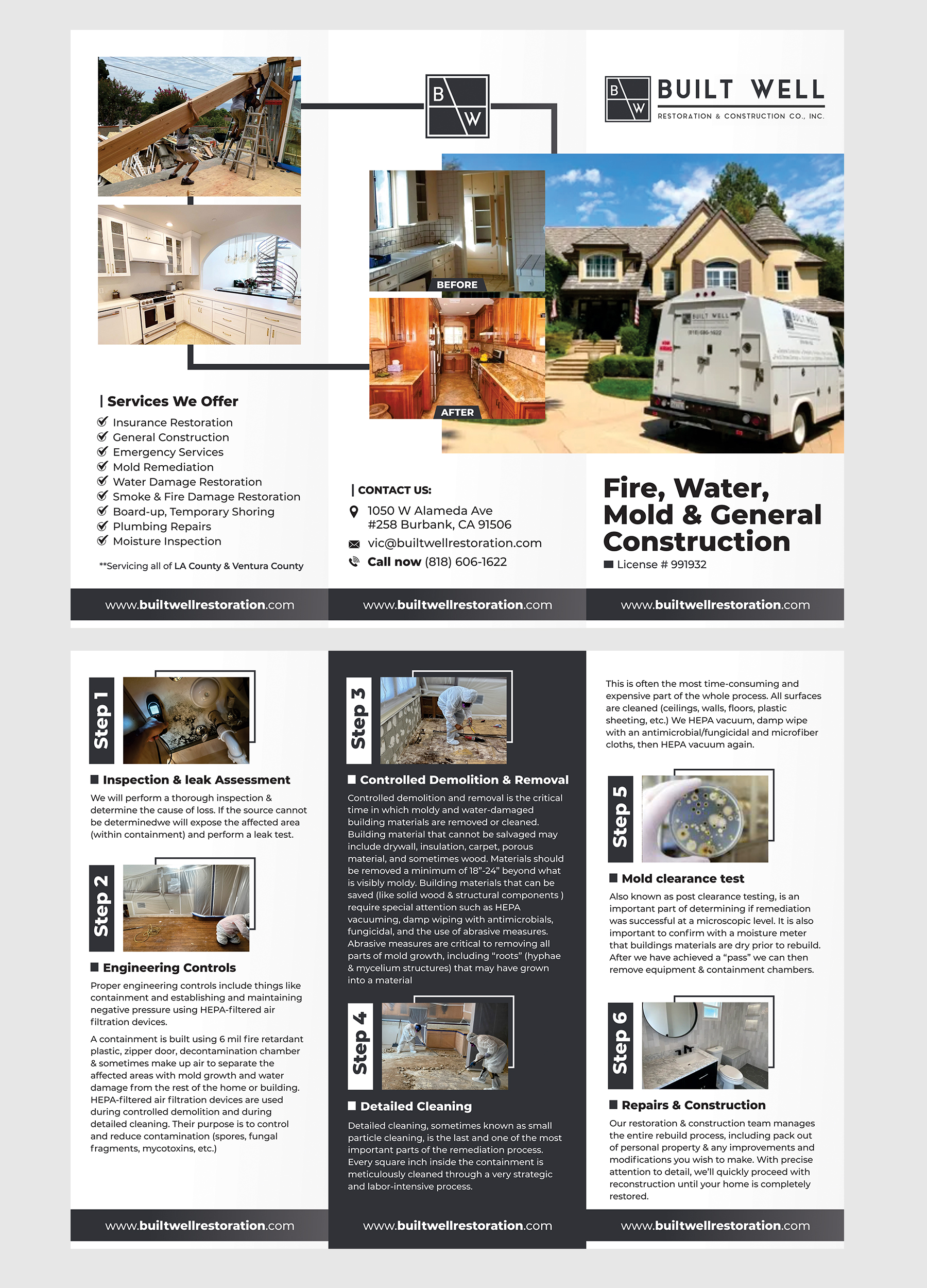 Broschüren-Design von Aurora:) für Built Well Restoration & Construction | Design #35348595