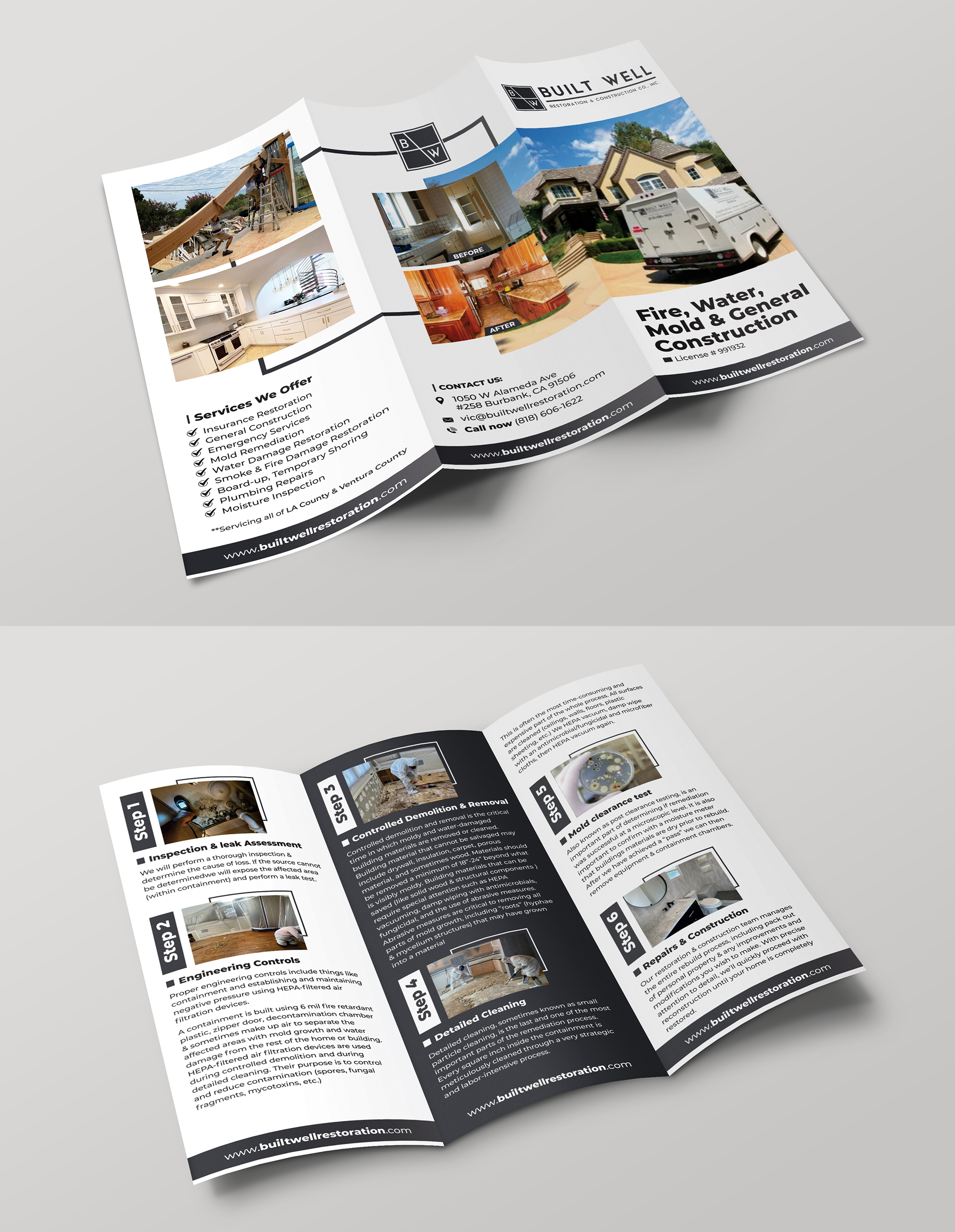 Broschüren-Design von Aurora:) für Built Well Restoration & Construction | Design #35348596