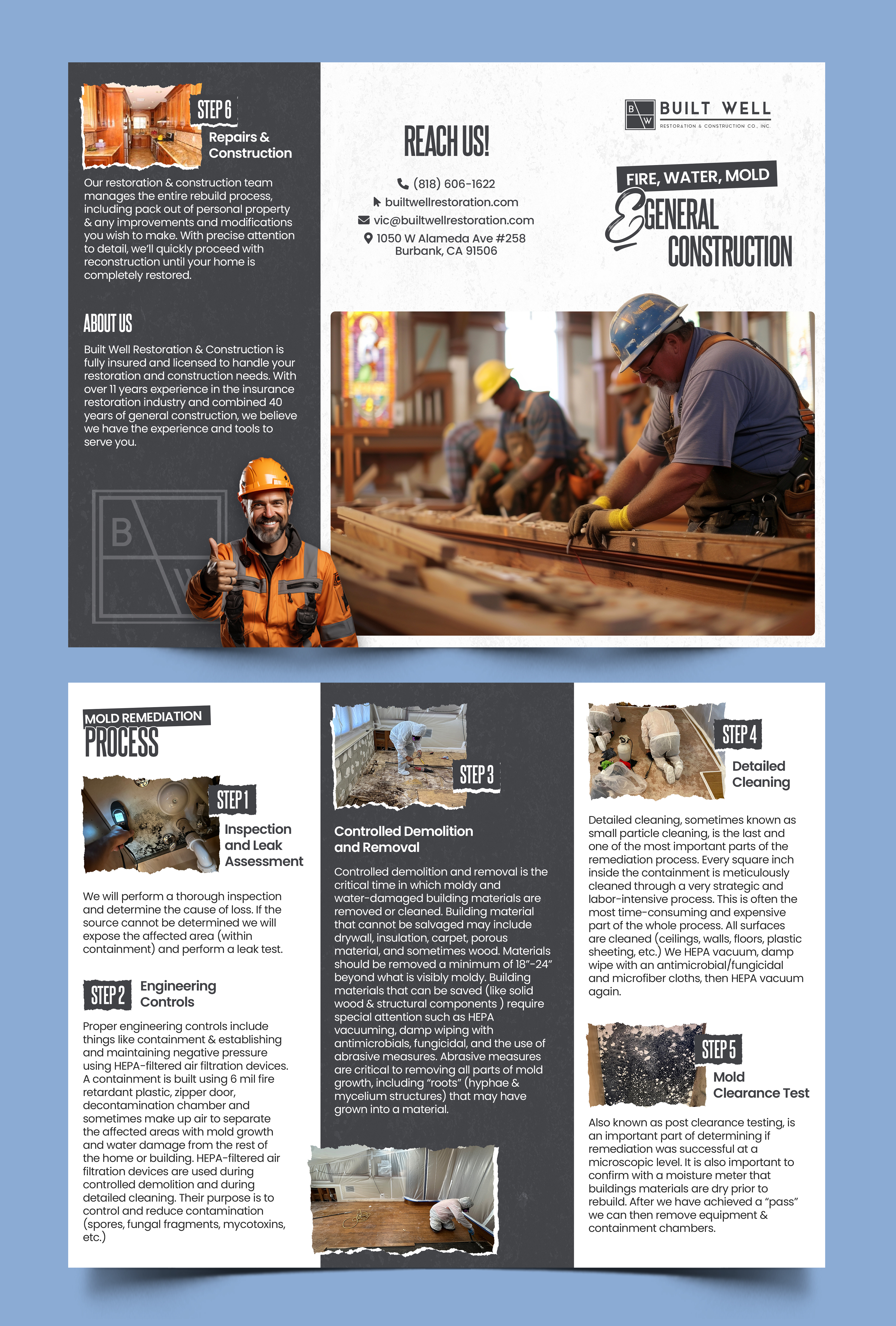 Diseño de Brochure por Graphic Guy para Built Well Restoration & Construction | Diseño #35345737