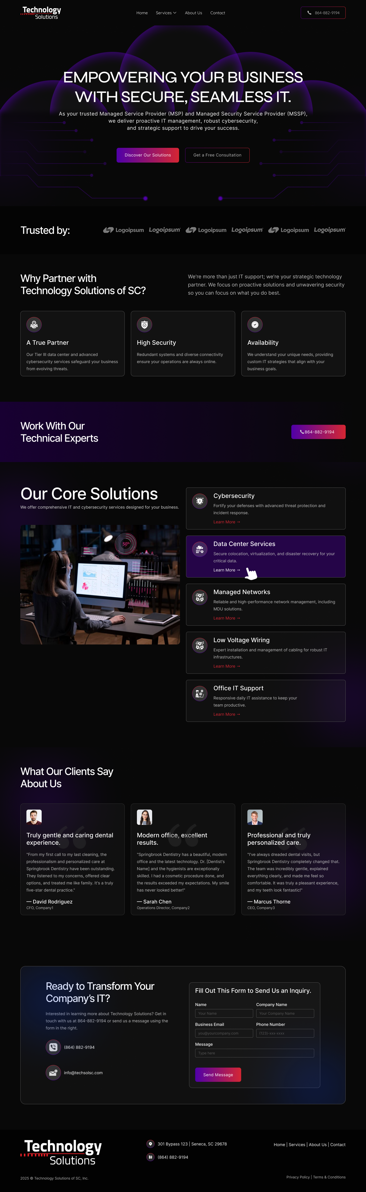 Web Design by EPF98Designs for Technology Solutions of SC Inc | Design #35366497