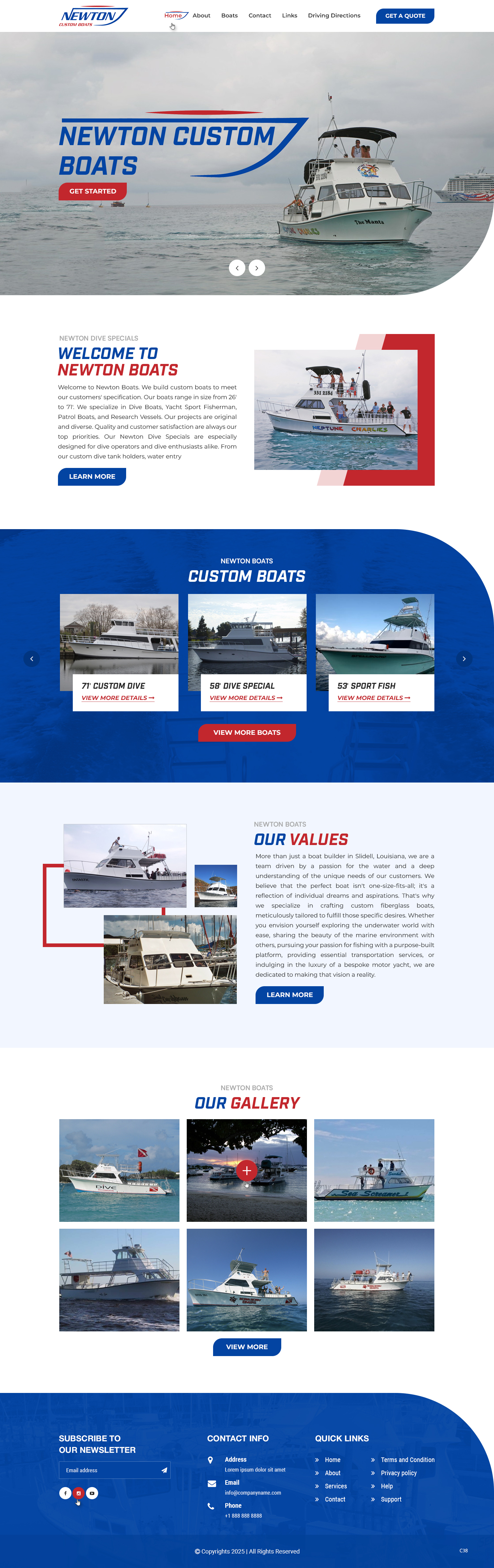Web Design by pb for Newton Custom Boats | Design #35360630