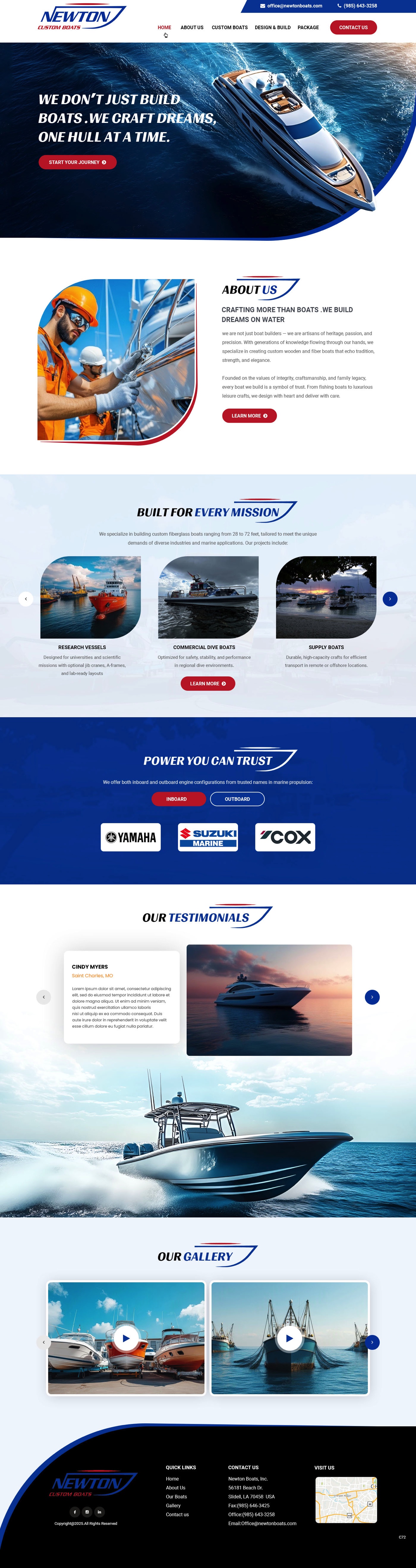 Web Design by pb for Newton Custom Boats | Design #35360636