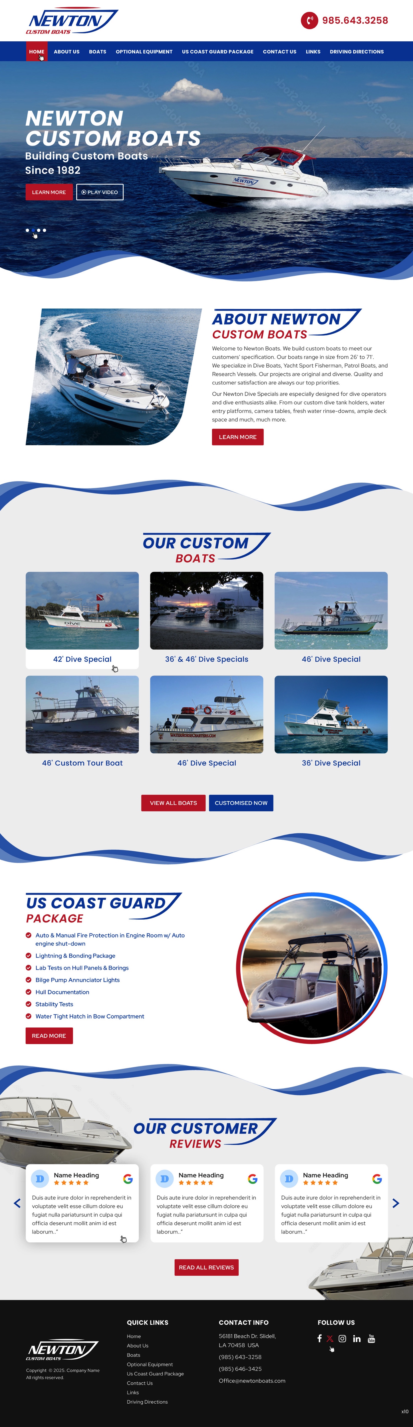 Web Design by pb for Newton Custom Boats | Design #35360641