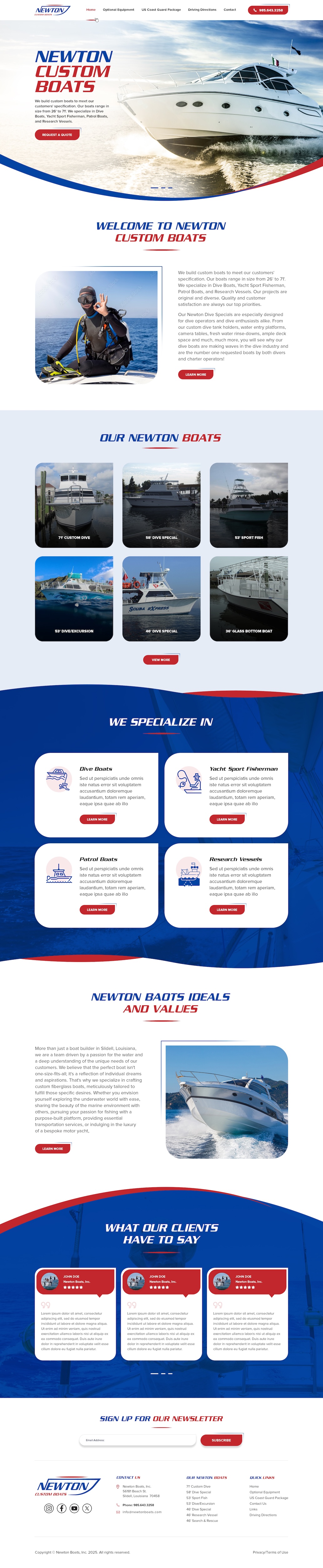 Web Design by pb for Newton Custom Boats | Design #35360734