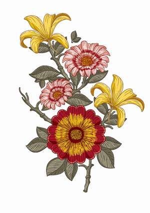 Vintage Floral Tattoo design