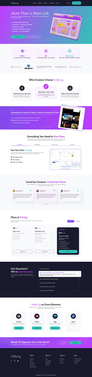Unfur.ly Landing Page Redesign Challenge - Help us pop and convert better!