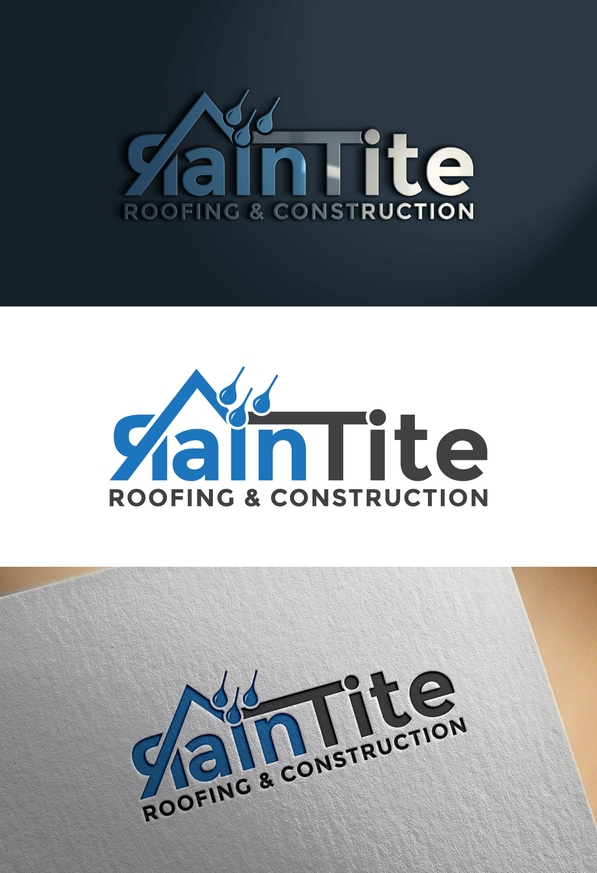 Logo Design by ThemeBoss for RainTite Roofing & Construction | Design #35397282