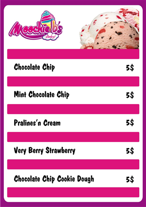 Menu Design by Amduat Design for moochie b's | Design: #799237