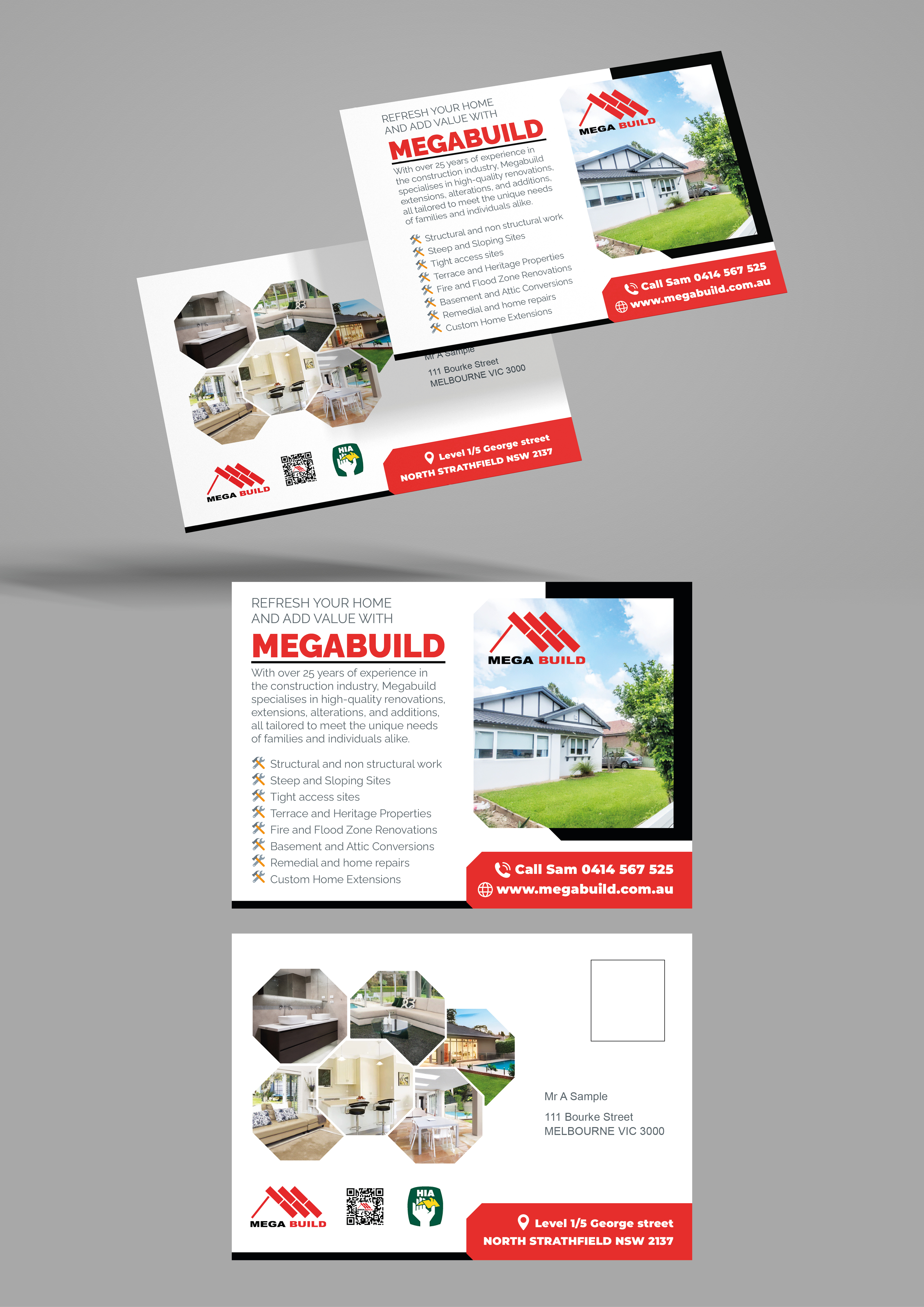 Diseño de Flyer por MarkoE para Megabuild Pty Ltd | Diseño #35419680