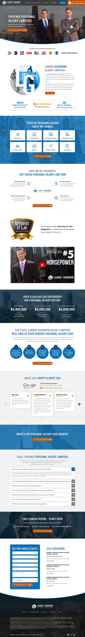 Homepage design for personal injury lawyer