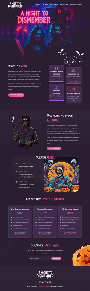 80’s Retro Zombie Halloween Landing Page