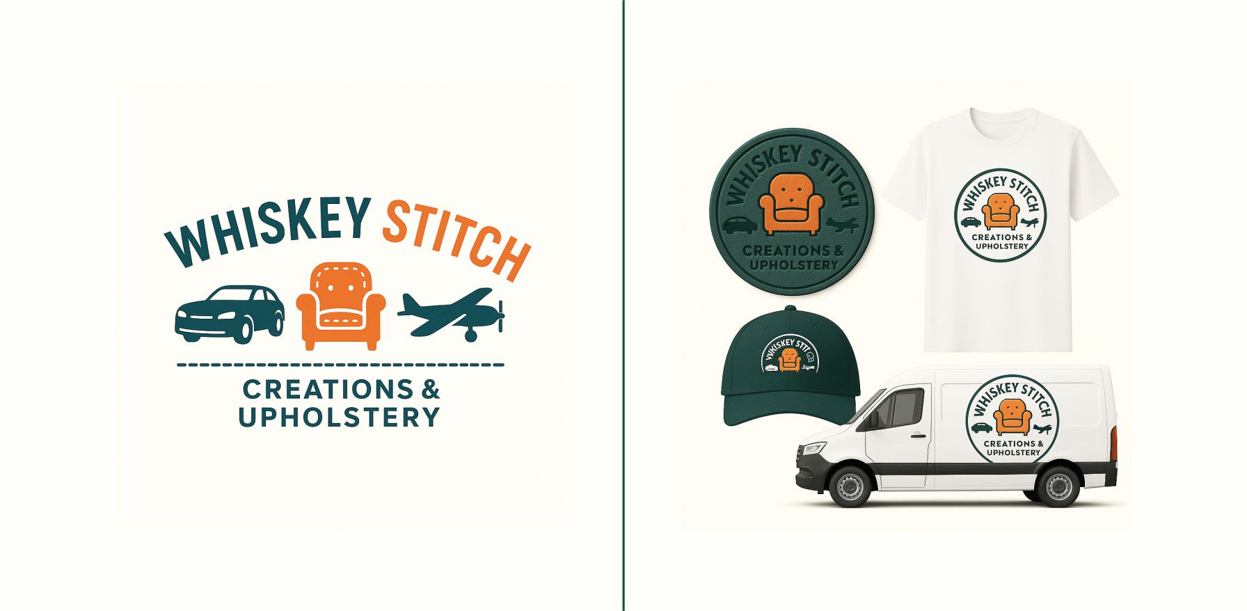 Logo Design by Borago for Whiskey Stitch Creation & Upholstery | Design #35457946