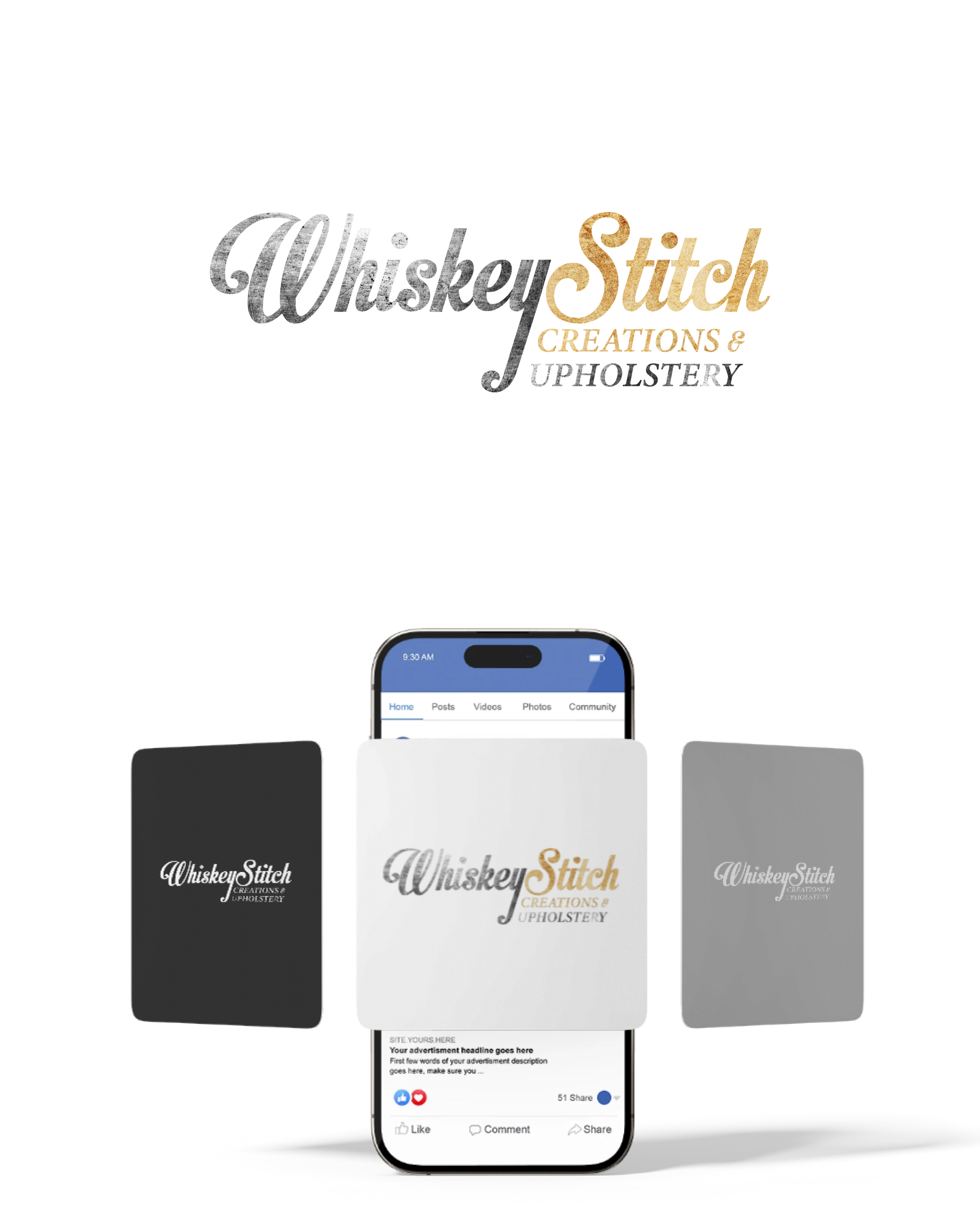Logo Design by Logo24.com for Whiskey Stitch Creation & Upholstery | Design #35456370